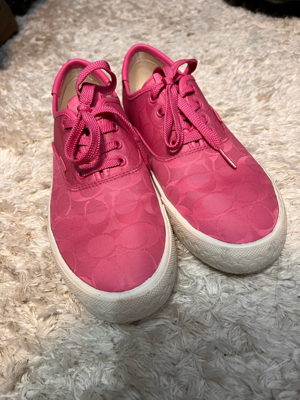 Coach Pink Signature Low-Top Sneakers, 8B - Picture 2 of 6